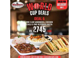 Sizzlerz Cafe & Grill World Cup Deal 6 For Rs.2745/- +Taximage-545